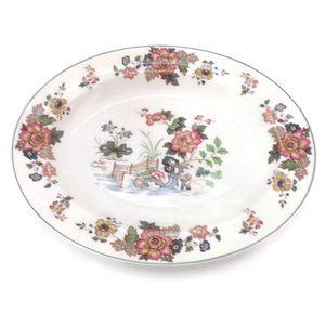 Wedgwood Eastern Flowers Serving Platter 13" Green Trim  3149